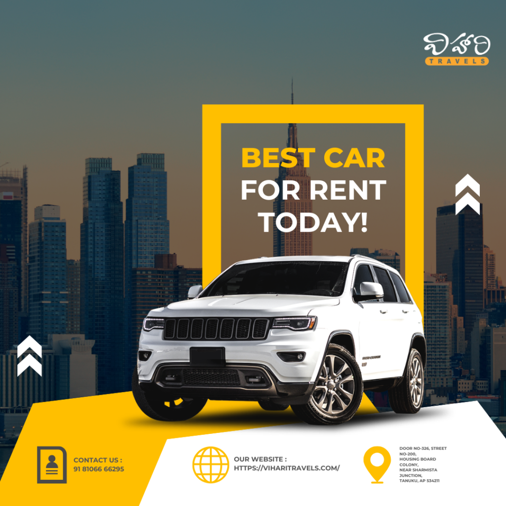 Car Booking in Tanuku – Vihari Travels for local and outstation travel with 5 or 7-seater cars and professional drivers.